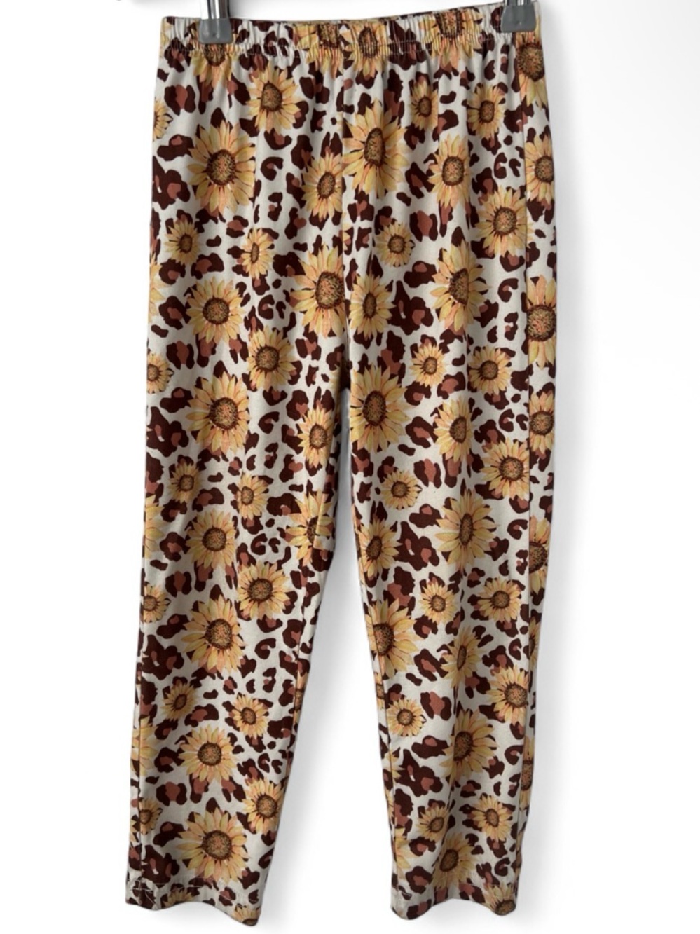 Sunflower Print Kids Pull-On Pants - Yellow Floral